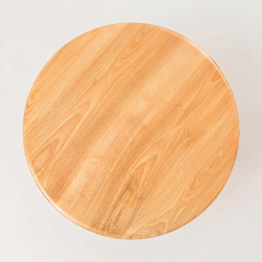 Petra Round Wood Dining Room Table Solid Oak Wood with a light natural wood grain finish, photographed from directly above on a plain white background.