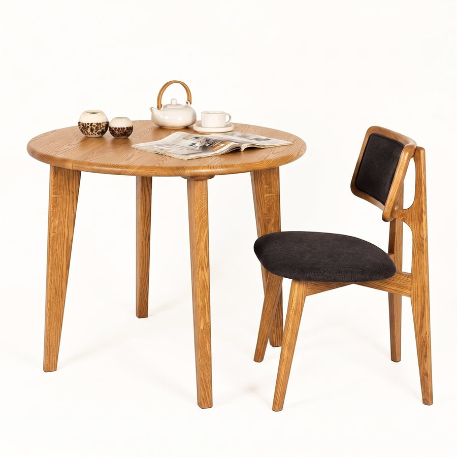Petra Round Wood Dining Room Table Solid Oak Wood with four legs 