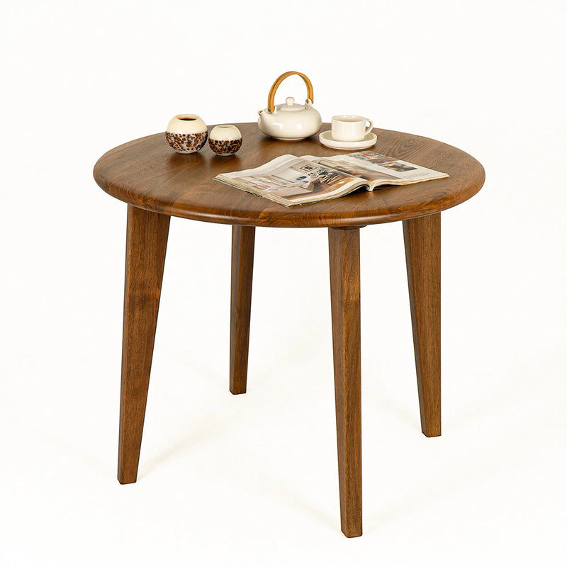 Petra Round Wood Dining Room Table | Walnut Wood Mid Century Design