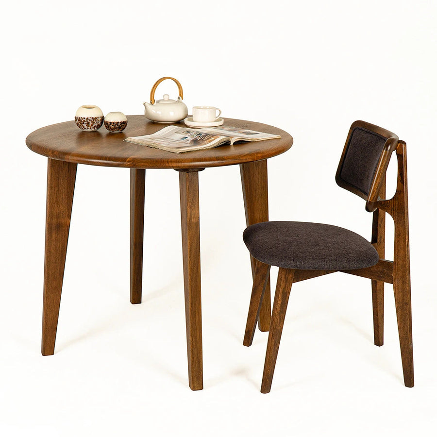 Petra Round Wood Dining Room Table | Walnut Wood Mid Century Design Mozilya