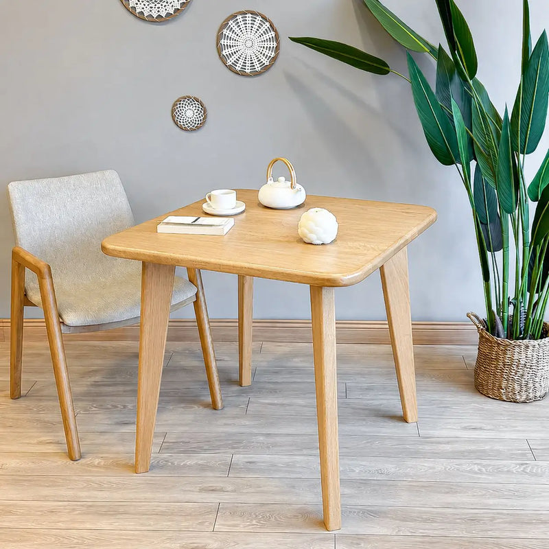 Petra Square Wood Dining Table Solid Oak Wood – Mid-Century Modern Design