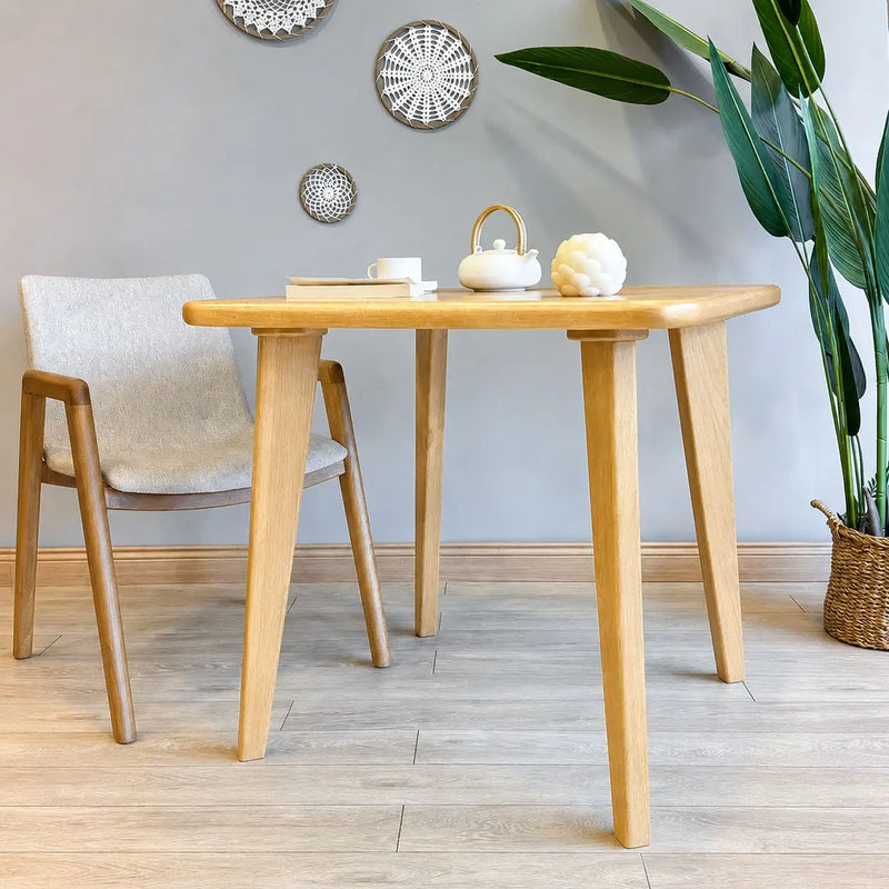 Petra Square Wood Dining Table Solid Oak Wood – Mid-Century Modern Design