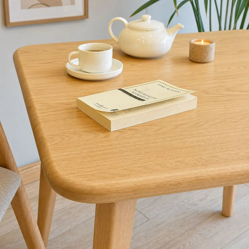 Petra Square Wood Dining Table Solid Oak Wood – Mid-Century Modern Design