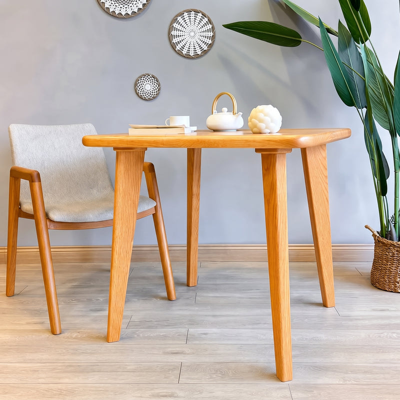 Petra Round Wood Dining Room Table Solid Oak Wood with four legs