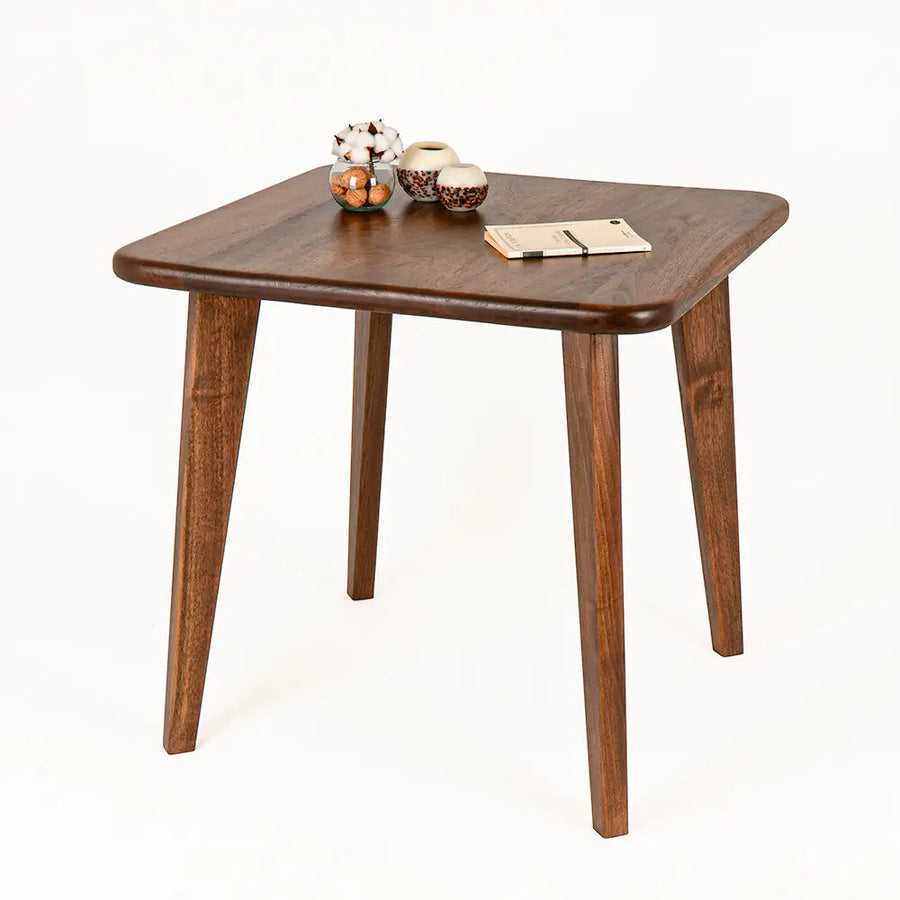 Petra Square Wood Dining Table | Walnut Wood Mid Century Design Mozilya