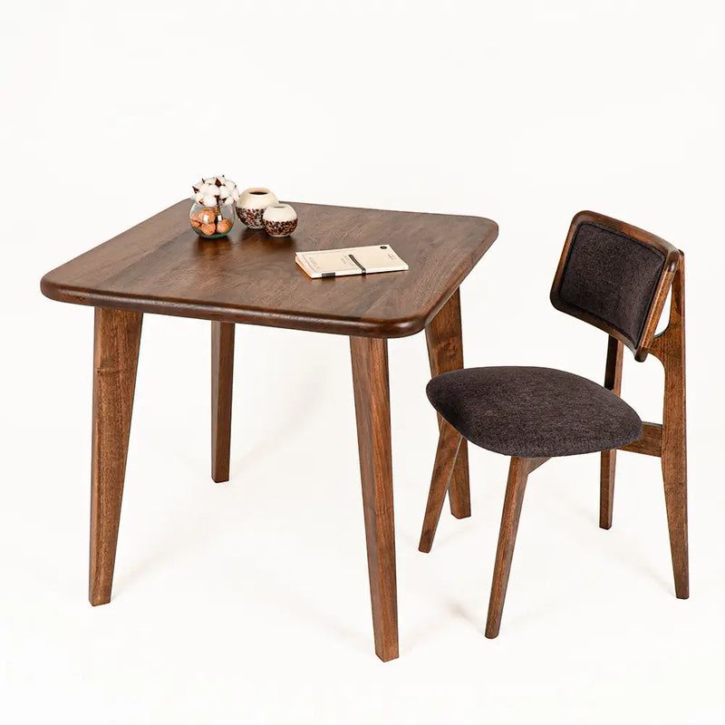 Petra Square Wood Dining Table | Walnut Wood Mid Century Design