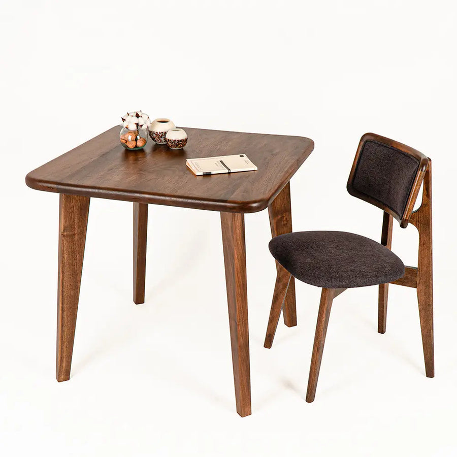 Petra Square Wood Dining Table | Walnut Wood Mid Century Design Mozilya