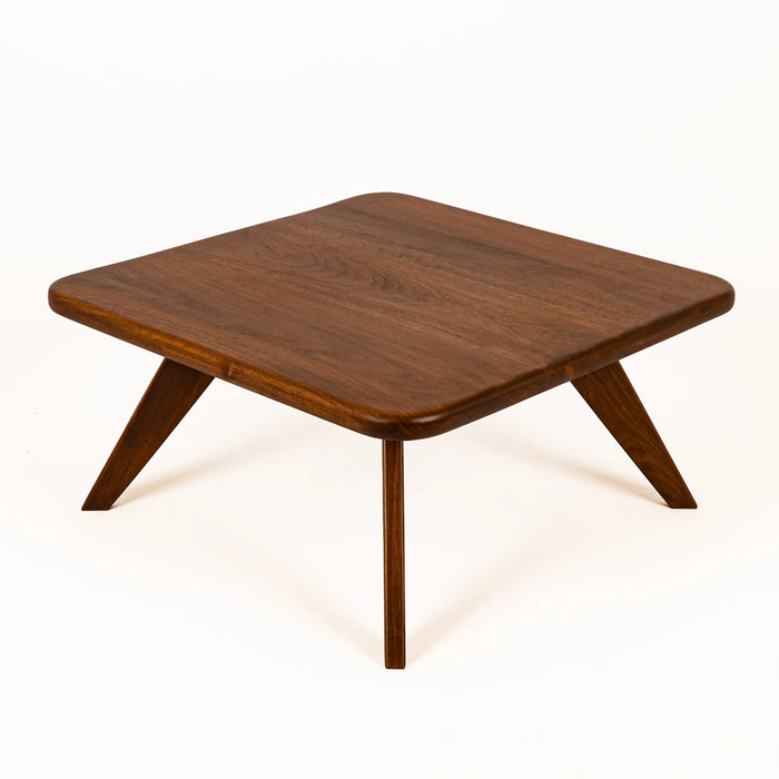 Petra Walnut Wood Square Coffee Table – Mid Century Modern Elegance