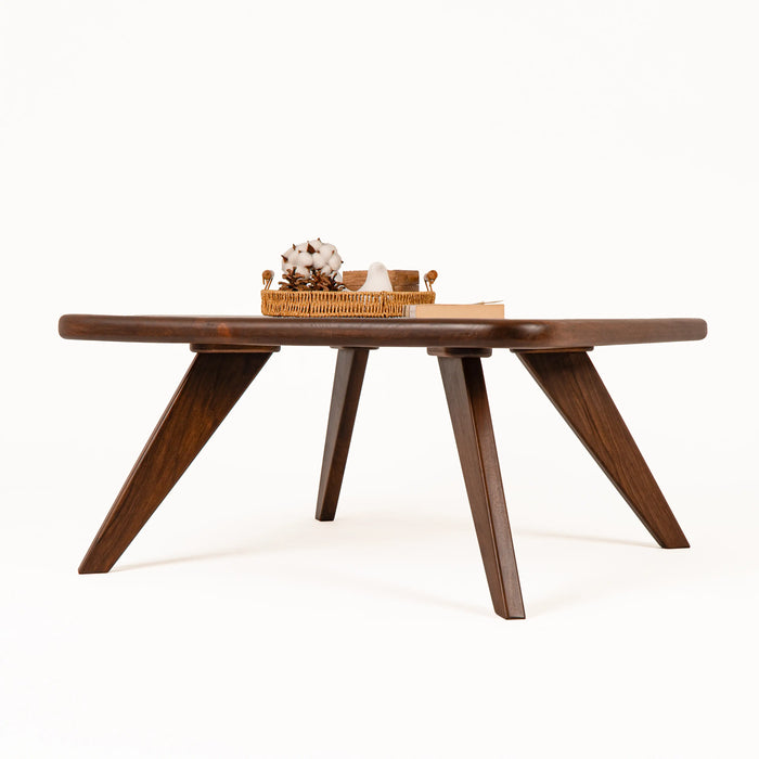 Petra Walnut Wood Square Coffee Table – Mid Century Modern Elegance