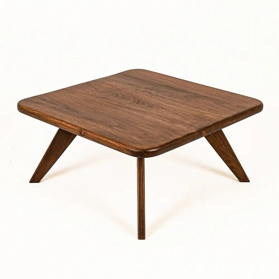 Petra Walnut Wood Square Coffee Table – Mid Century Modern Elegance Mozilya