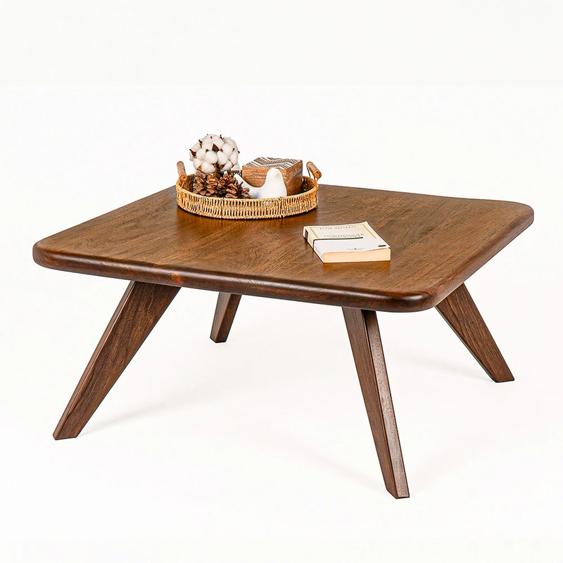 Petra Walnut Wood Square Coffee Table – Mid Century Modern Elegance