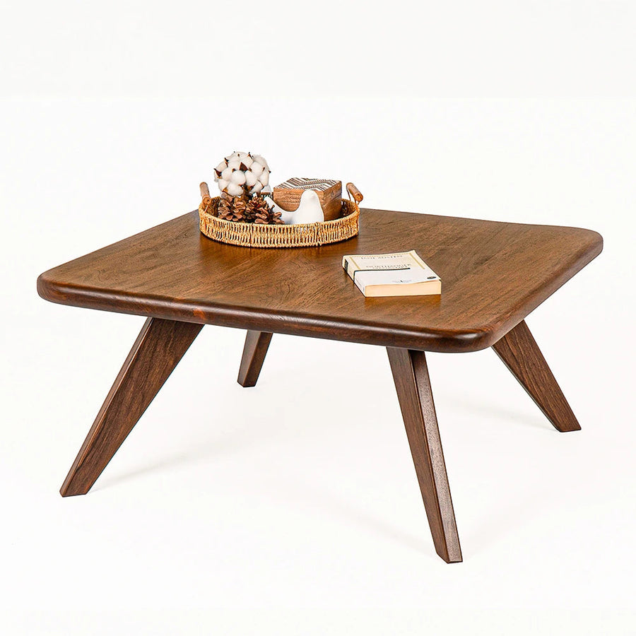 Petra Walnut Wood Square Coffee Table – Mid Century Modern Elegance Mozilya