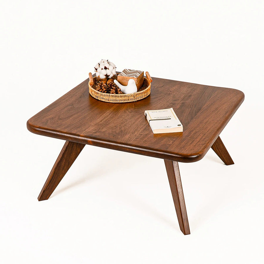 Petra Walnut Wood Square Coffee Table – Mid Century Modern Elegance Mozilya