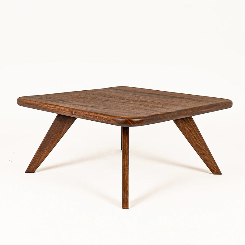 Petra Walnut Wood Square Coffee Table – Mid Century Modern Elegance