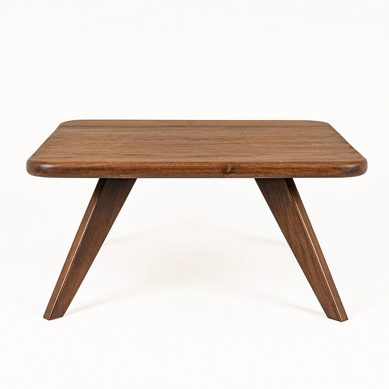 Petra Walnut Wood Square Coffee Table – Mid Century Modern Elegance