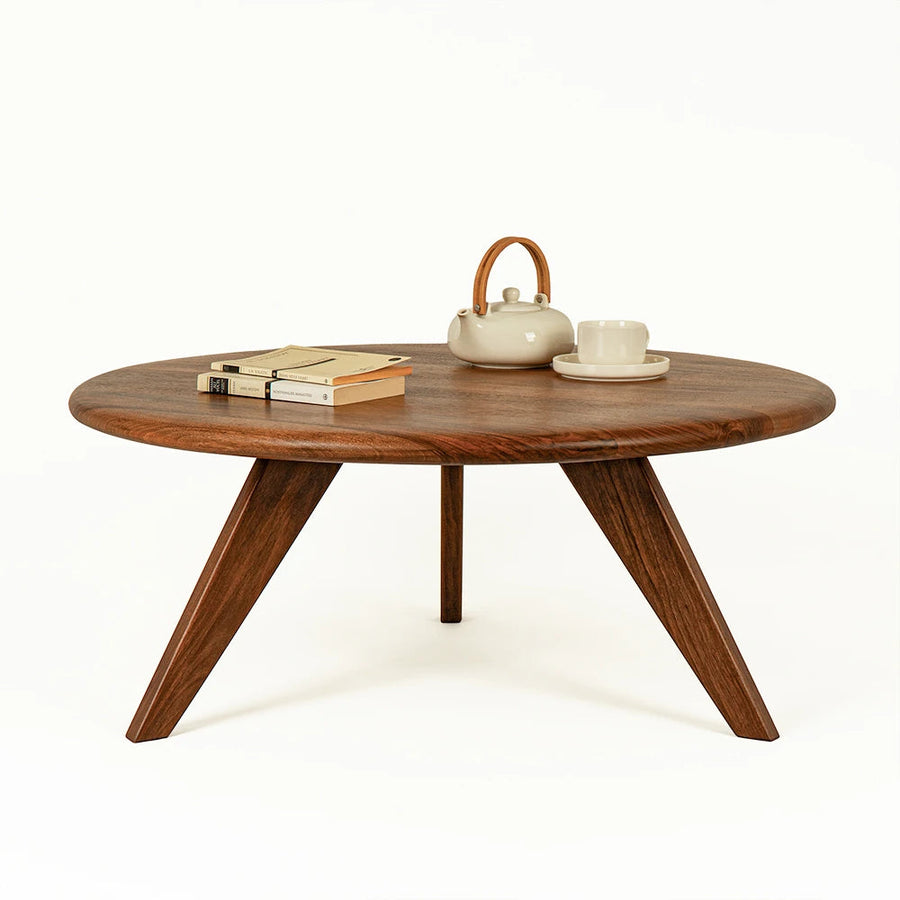 Petra Wood Round Coffee Table | Mid Century Modern Design Mozilya