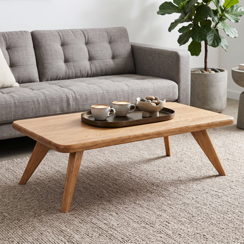 Petra Rectangular Oak Coffee Table | Mid-Century Modern