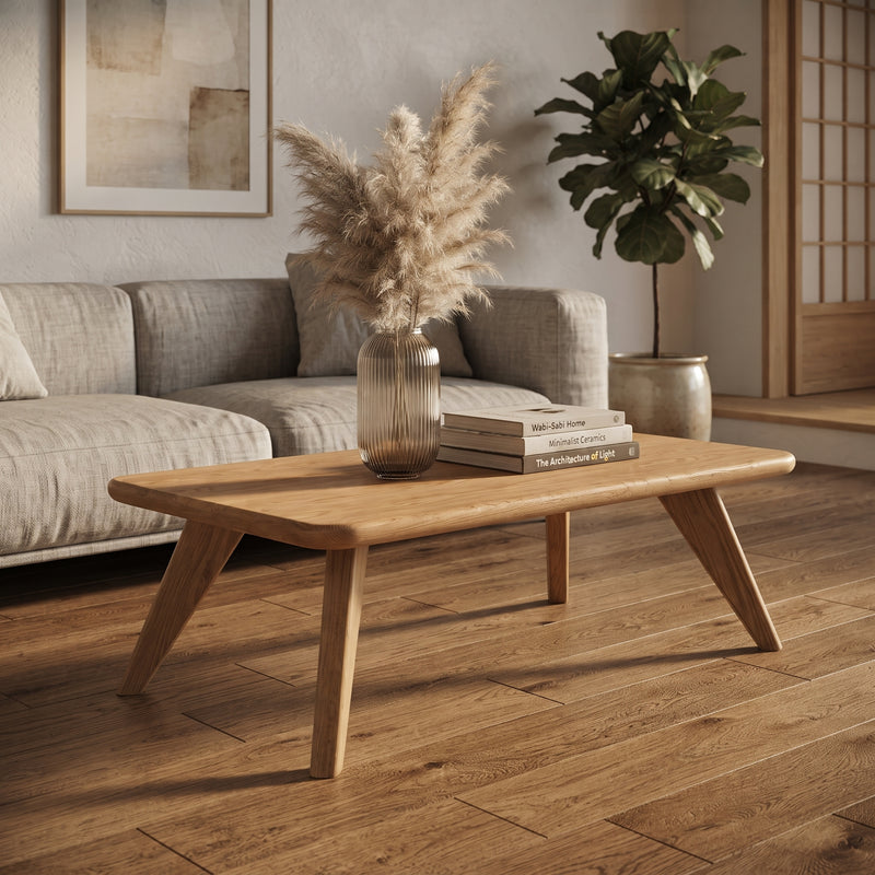 Petra Rectangular Oak Coffee Table | Mid-Century Modern