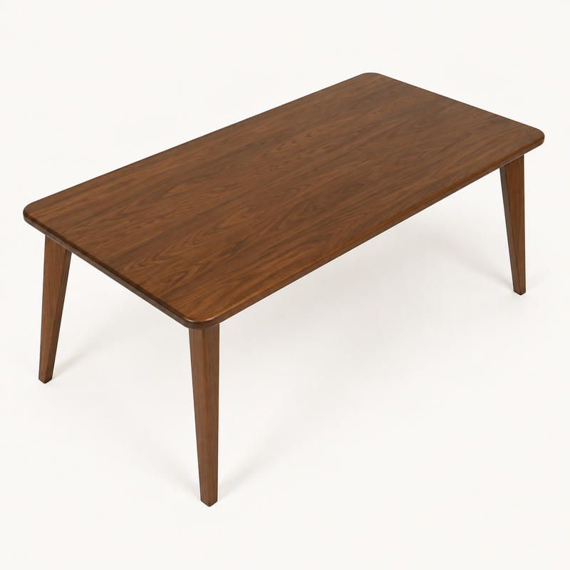 Petra Rectangular Solid Walnut Dining Table – Mid-Century Modern Design