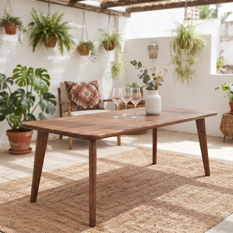 Petra Rectangular Solid Walnut Dining Table – Mid-Century Modern Design