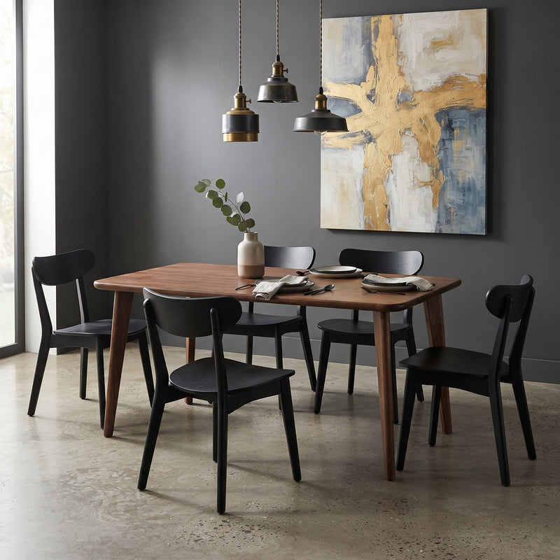 Petra Rectangular Solid Walnut Dining Table – Mid-Century Modern Design