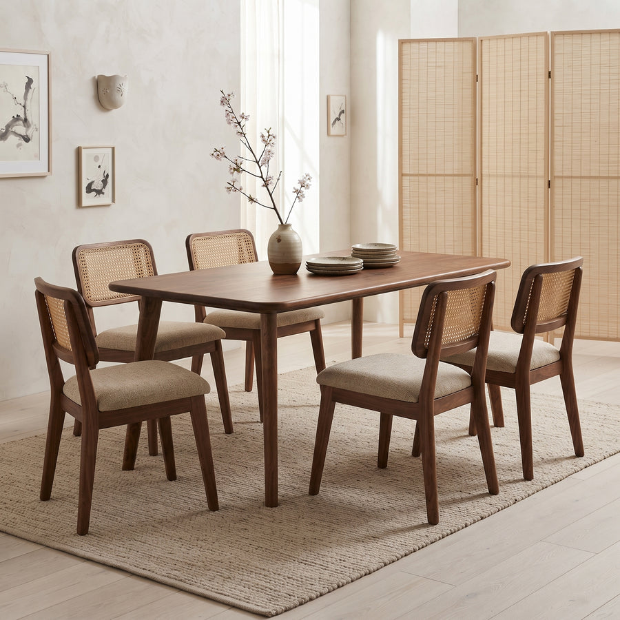 Petra Rectangular Solid Walnut Dining Table – Mid-Century Modern Design