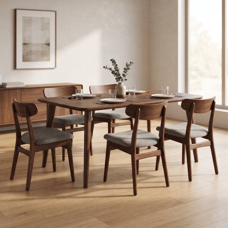 Petra Rectangular Solid Walnut Dining Table – Mid-Century Modern Design
