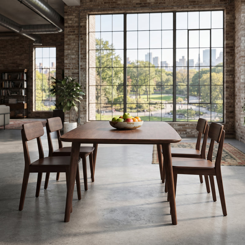 Petra Rectangular Solid Walnut Dining Table – Mid-Century Modern Design