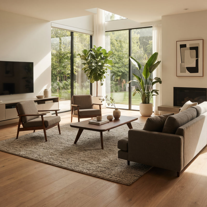 Petra Rectangular Walnut Wood Coffee Table | Mid-Century Modern