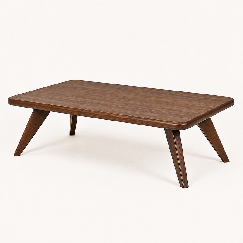 Petra Rectangular Walnut Wood Coffee Table | Mid-Century Modern
