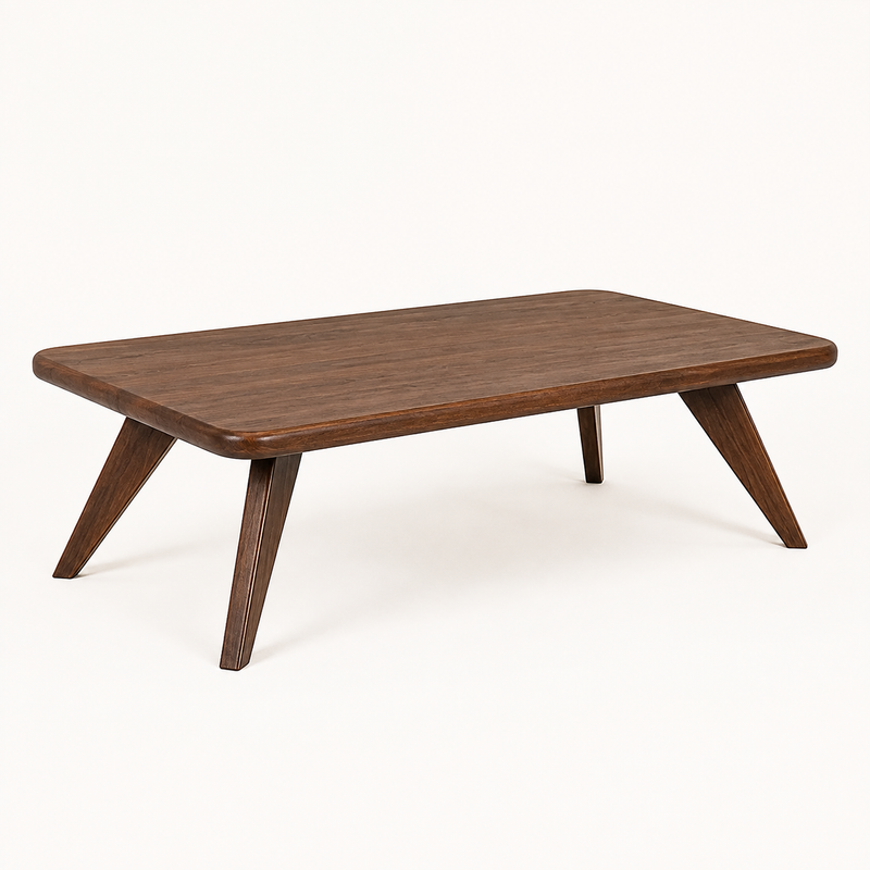 Petra Rectangular Walnut Wood Coffee Table | Mid-Century Modern