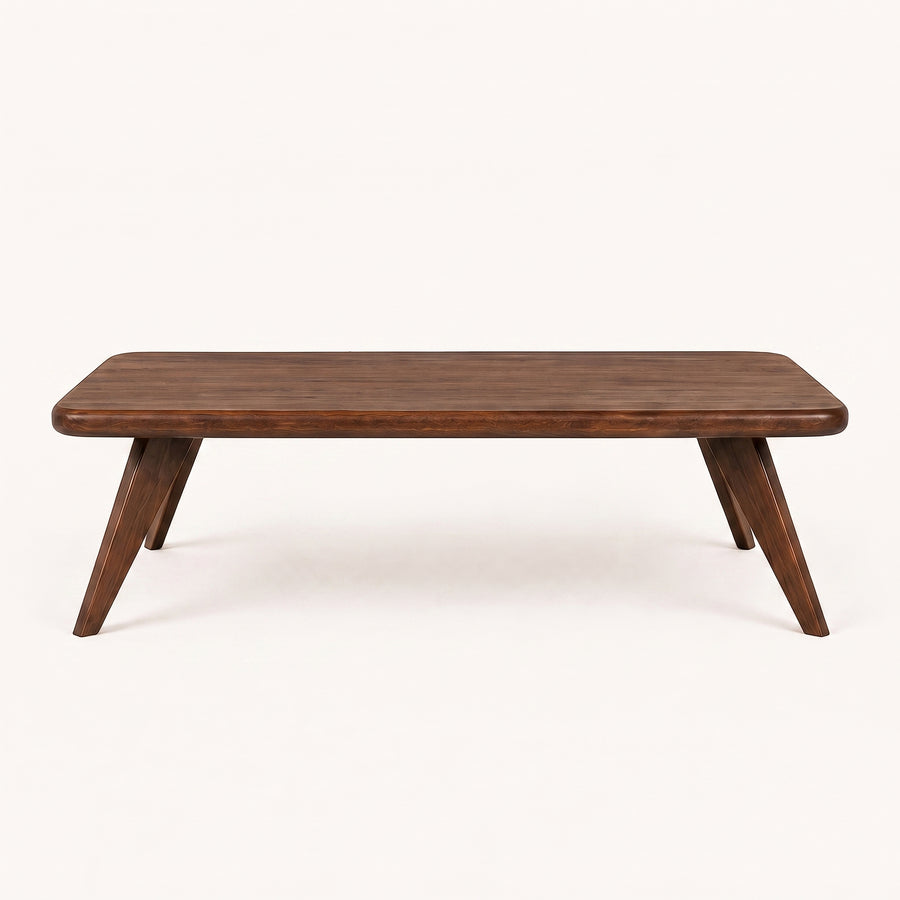 Petra Rectangular Walnut Wood Coffee Table | Mid-Century Modern