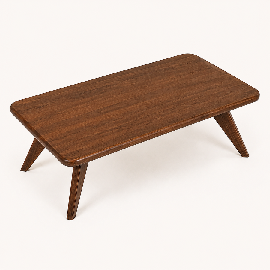 Petra Rectangular Walnut Wood Coffee Table | Mid-Century Modern