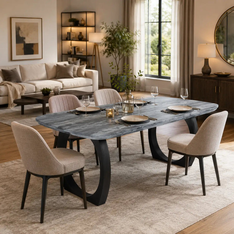 Port Gray Dining Table | Pine Wood Mid Century Design Tomruque Wood Studios