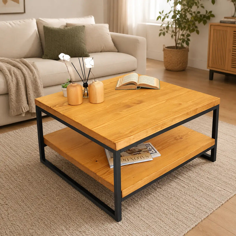 Portland Pine Wood Square Coffee Table