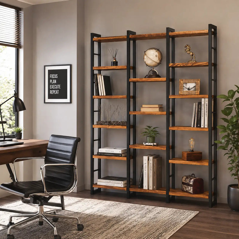 Portland Room Divider Bookcase | Solid Wood Wide Design