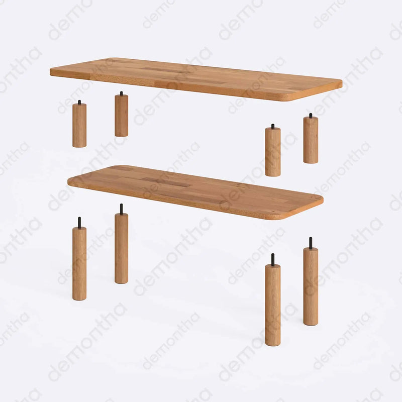 Detailed view of the Porto coffee table's minimalist structure and natural wood texture.