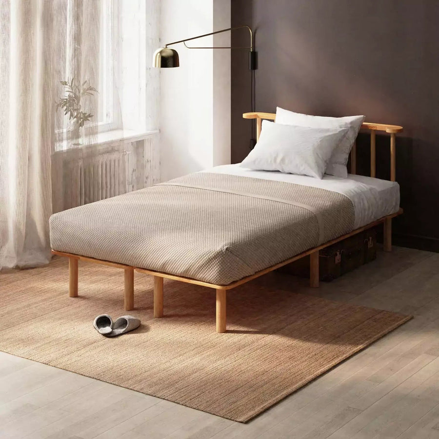 Lore Solid Beech Wood Single Bed Frame | Scandinavian Platform Bed Demontha