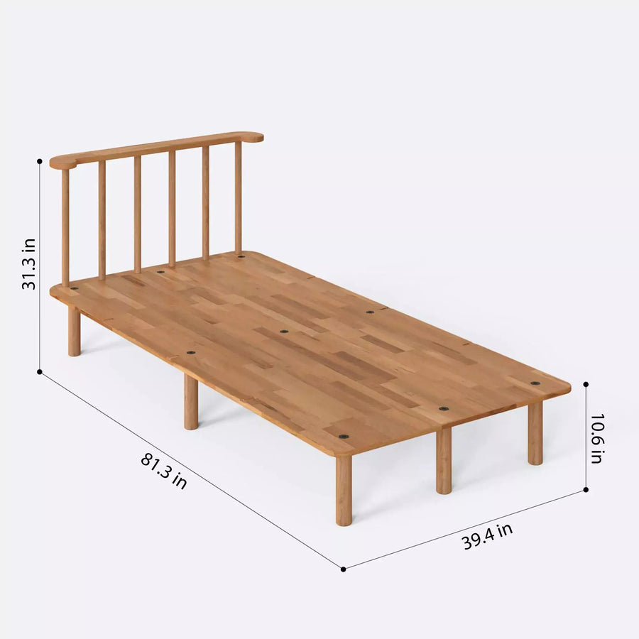 Lore Solid Beech Wood Single Bed Frame | Scandinavian Platform Bed Demontha