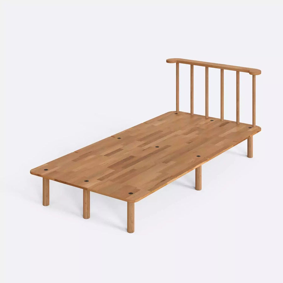 Lore Solid Beech Wood Single Bed Frame | Scandinavian Platform Bed Demontha