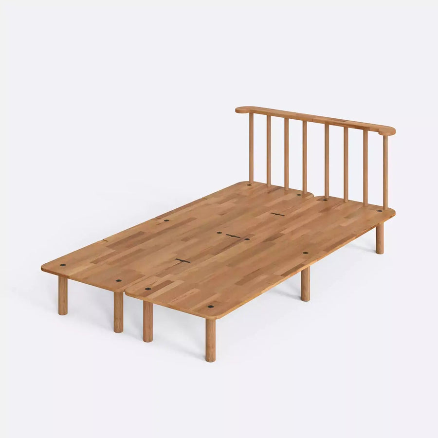 Lore Solid Beech Wood Single Bed Frame | Scandinavian Platform Bed Demontha
