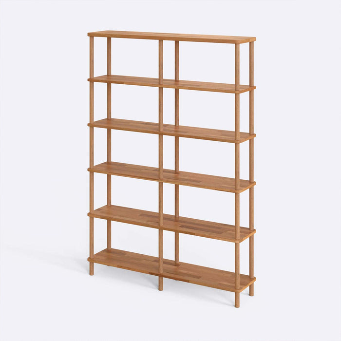 Minimalist wooden shelving unit blending seamlessly with modern and classic interiors.