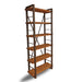 Angled view of the Renton Rustic Bookshelf, highlighting its sturdy metal frame and rustic pine wood texture.