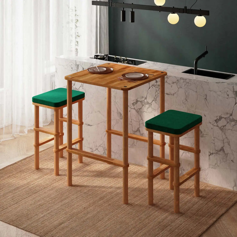 Rova Solid Beech Wood Bar Table & Stool Set Demontha