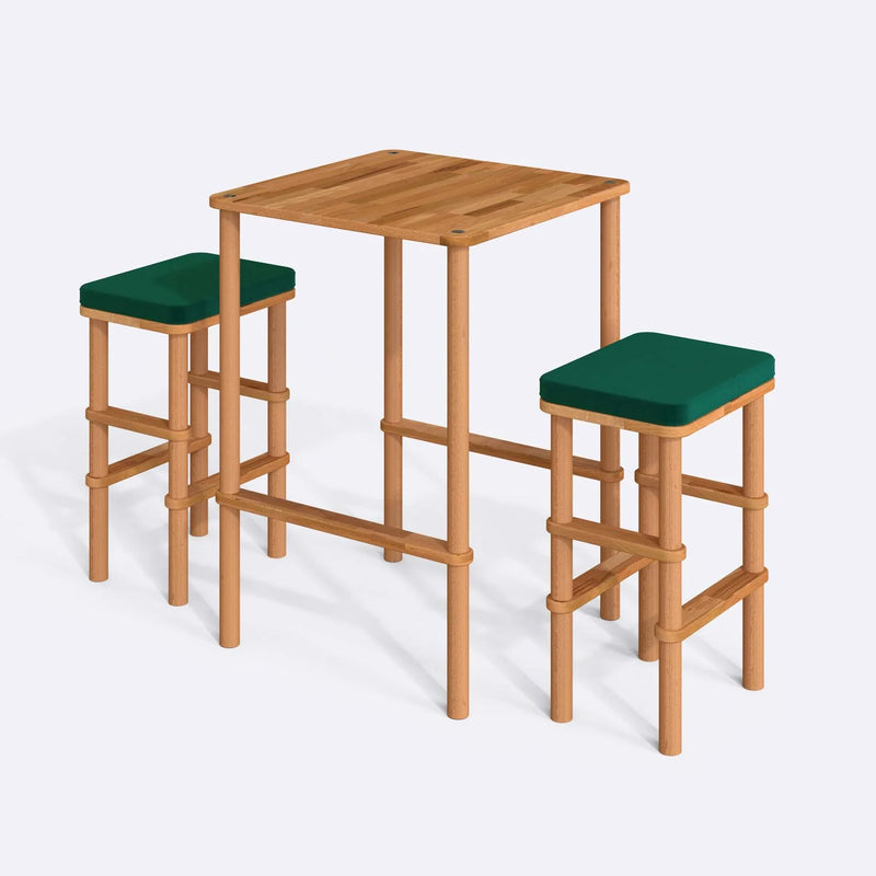 Rova Solid Beech Wood Bar Table & Stool Set Demontha