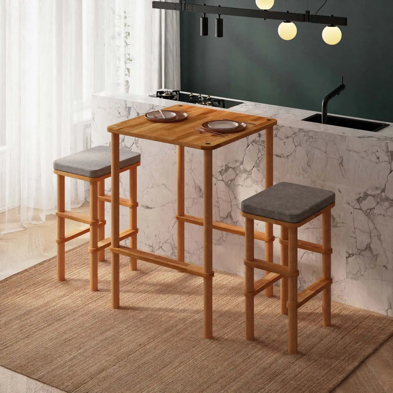 Rova Solid Beech Wood Bar Table & Stool Set Demontha