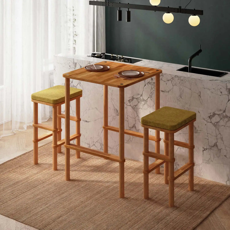 Rova Solid Beech Wood Bar Table & Stool Set Demontha