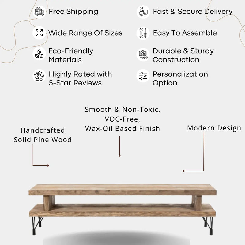 Sartell Pine Wood TV Stand with 2 Shelves