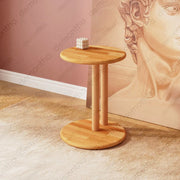 Wooden C-Shaped Round Side Table with sleek modern design, perfect for placing next to a sofa or chair.