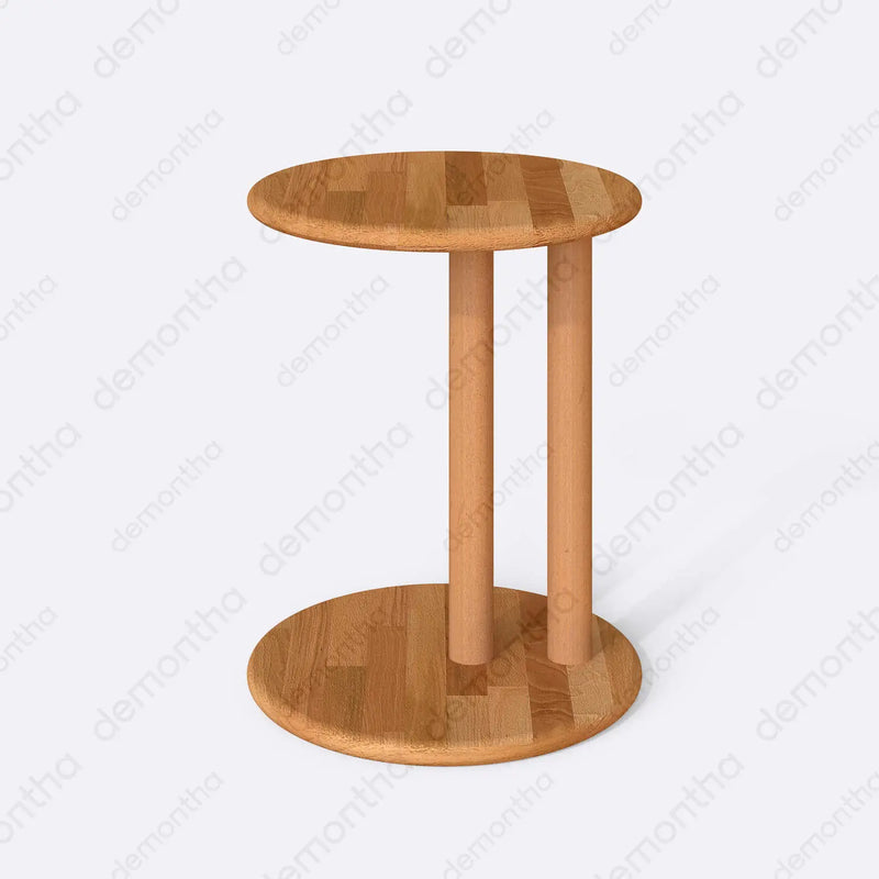 Close-up of the Sicily Wooden C-Shaped Round Side Table highlighting its smooth finish and minimalistic style.